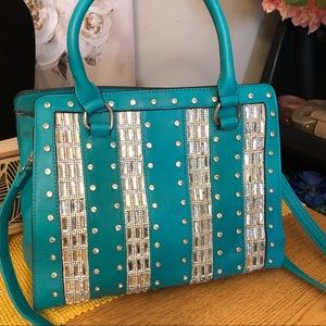 Turquoise bejeweled bag